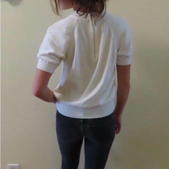 Hampshire Studios Cream Mock Turtleneck Short Sleeve Sweater - Picture 7 of 7